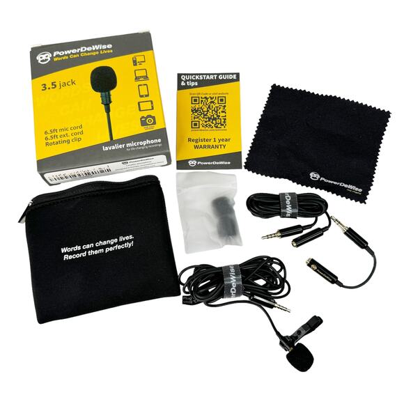 Power DeWise Lavelier Microphone Bundle Omnidirectional Condenser Recording Mic - Picture 1 of 5
